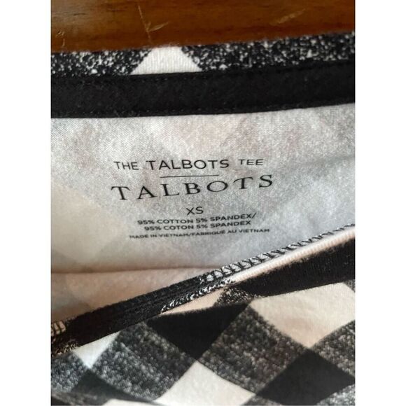 Talbots Women's Tee Black White Buffalo Plaid Size XS - Picture 2 of 4